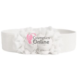 Centura eleganta din elastic cu floare BLT060JJ Alba - HandMade 